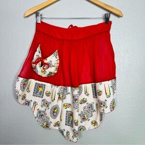 Vintage Hostess Apron Half Apron Fruit red 50s 60s Housewife